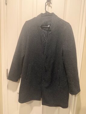 Vince Charcoal Bouclé Wool Blend Pea Coat